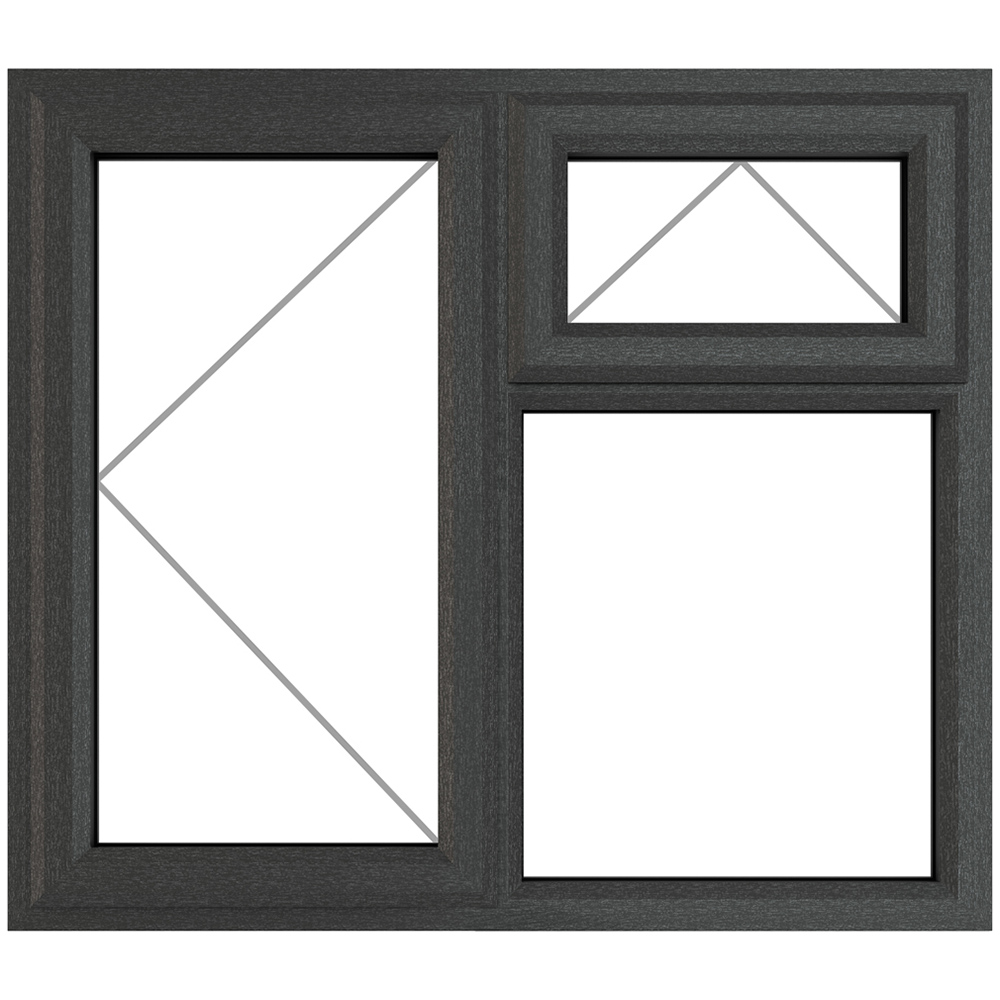 Crystal uPVC Double Glazed Window LH Side Hung and Top Opener Grey White Clear Glass 1190x965mm Image 2