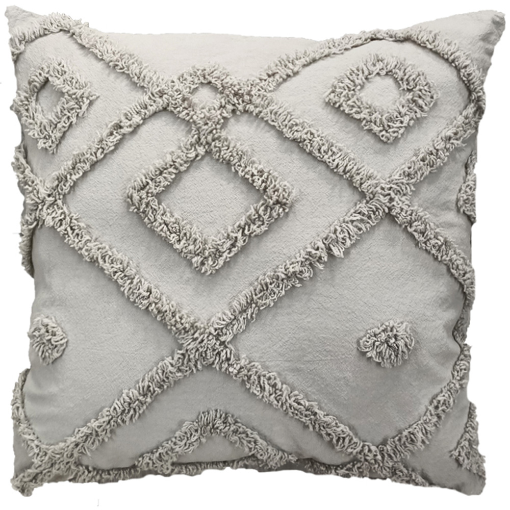 Velosso Diamond Tuft Grey Filled Cushion 43 x 43cm 2 Pack Image 1