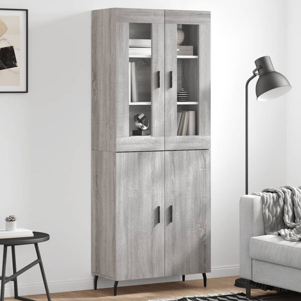 vidaXL 4 Door Grey Sonoma Highboard Image 1