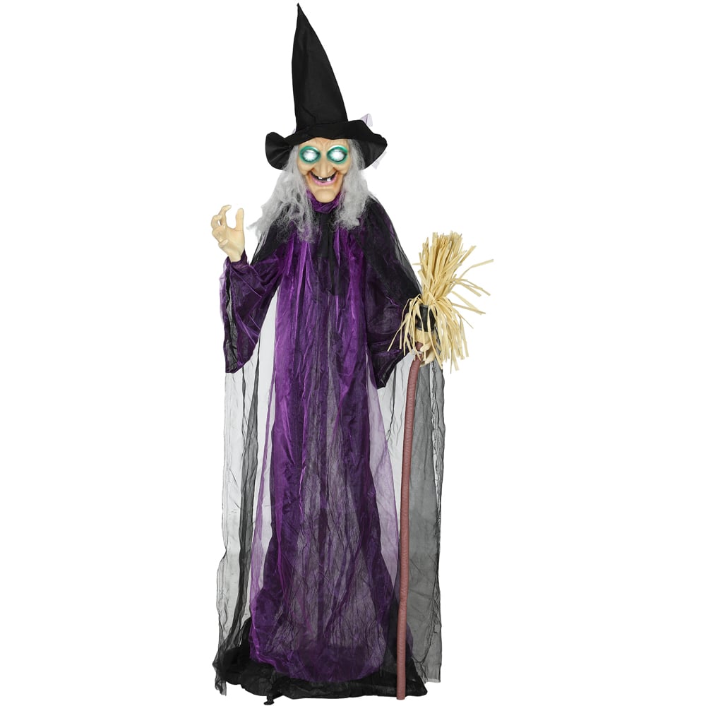 Outsunny Voice Activated Animatronics Purple Standing Witch Halloween Decoration 6ft Image 1