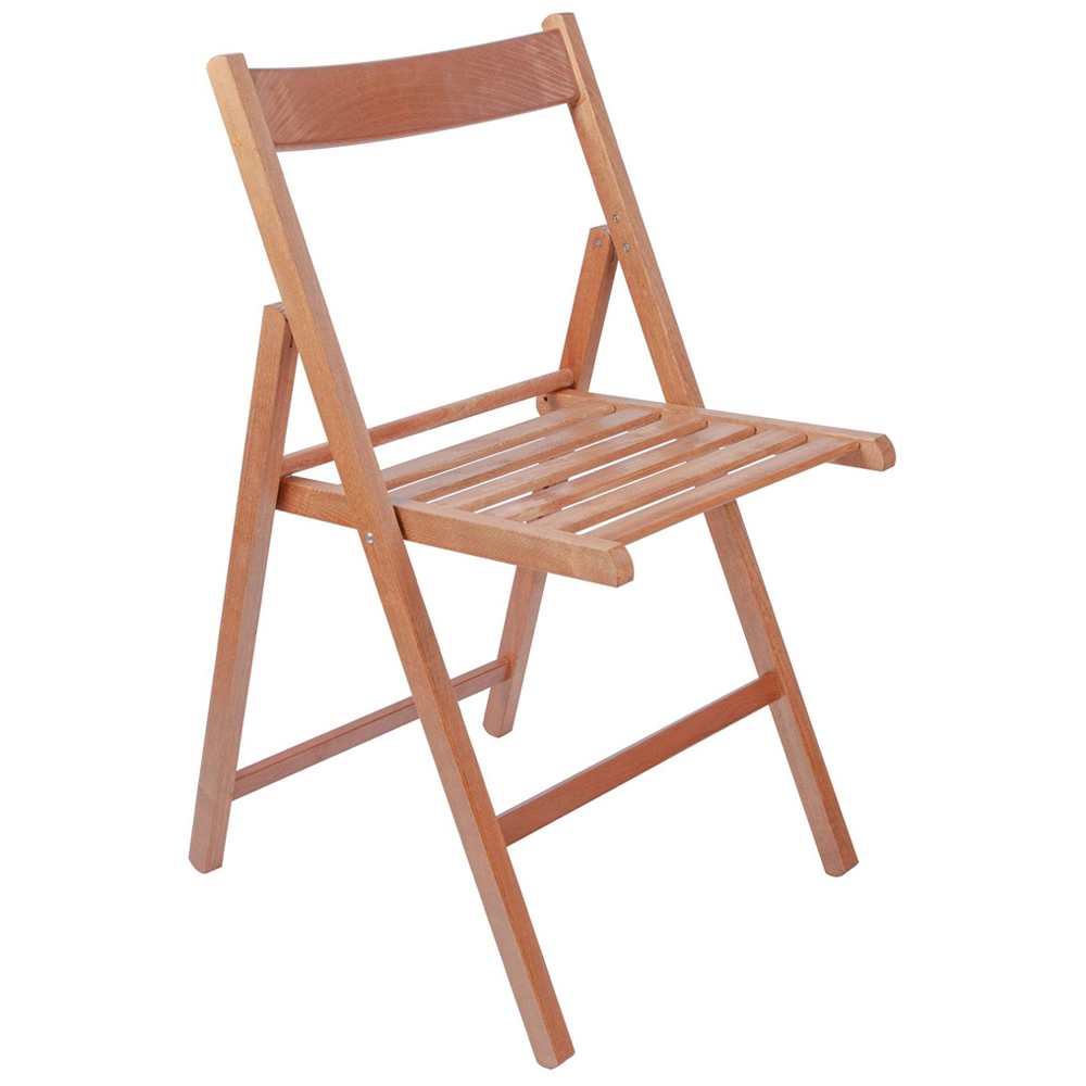 Harbour Housewares Walnut Beech Wood Foldable Chair Image 2