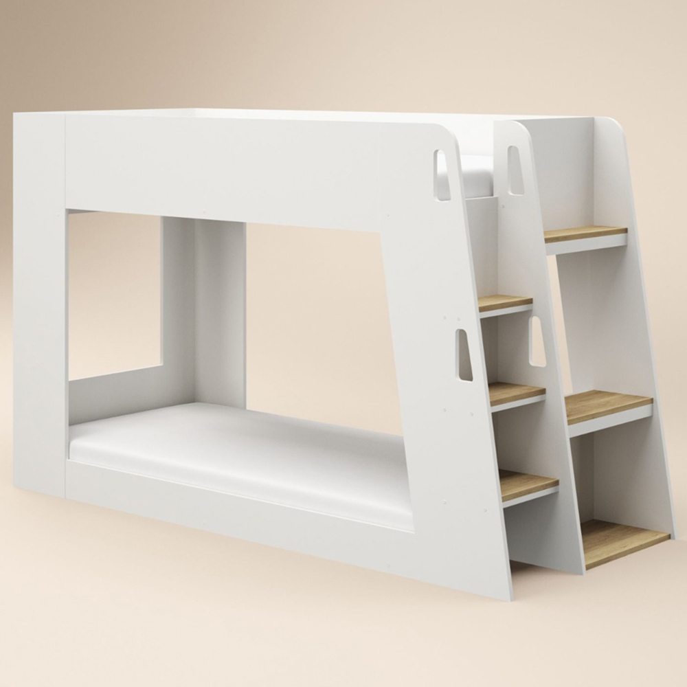 Flair Fern White and Oak Bunk Bed with Side Storage Ladder Image 2
