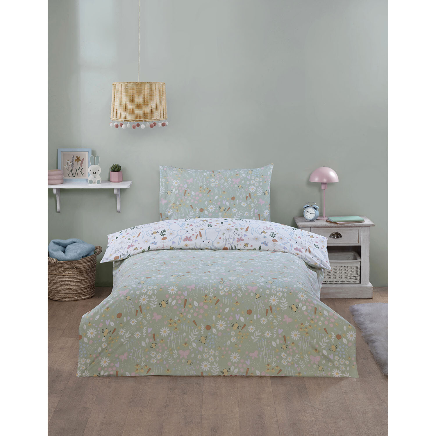 Easter Bunny Duvet Cover and Pillowcase - White Image 2