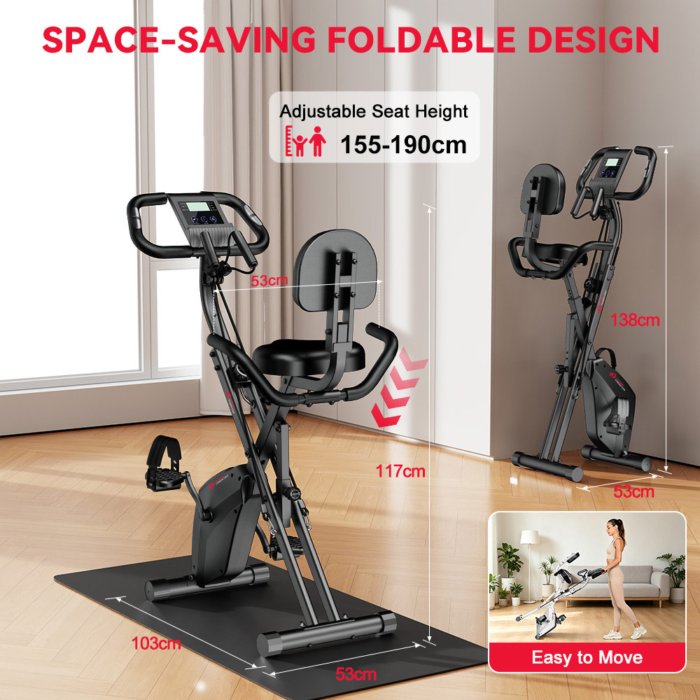 Rattrix Black Magnetic Resistance Foldable Exercise Bike Image 6