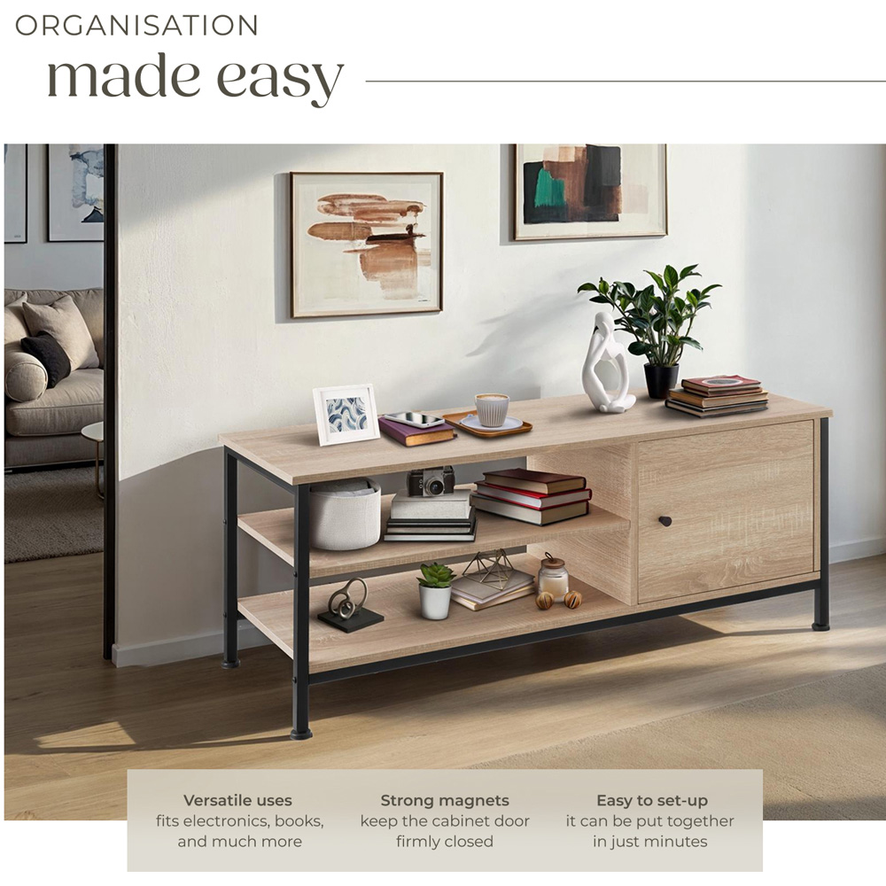 Tectake Durban Single Door 2 Shelf Sonoma Oak TV Stand Image 5