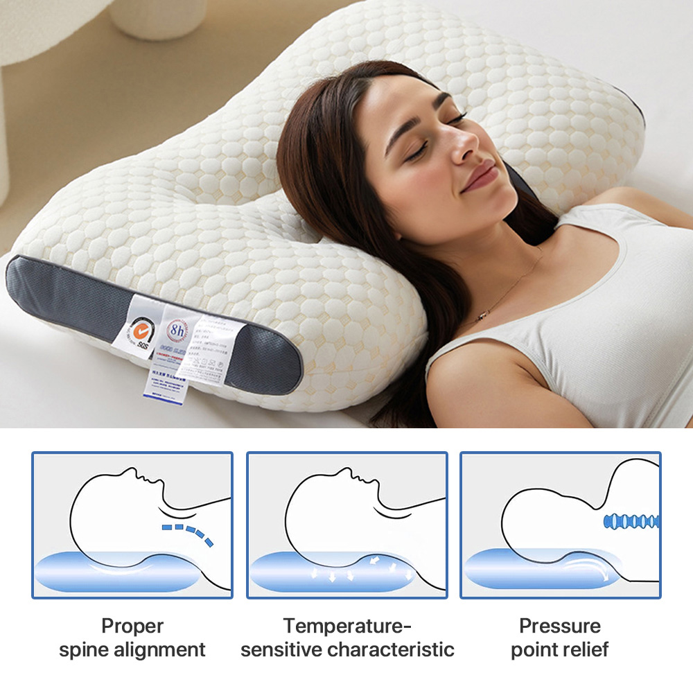 Living and Home White Ergonomic Bone-Shaped Support Pillow 66 x 40cm Set of 2 Image 7