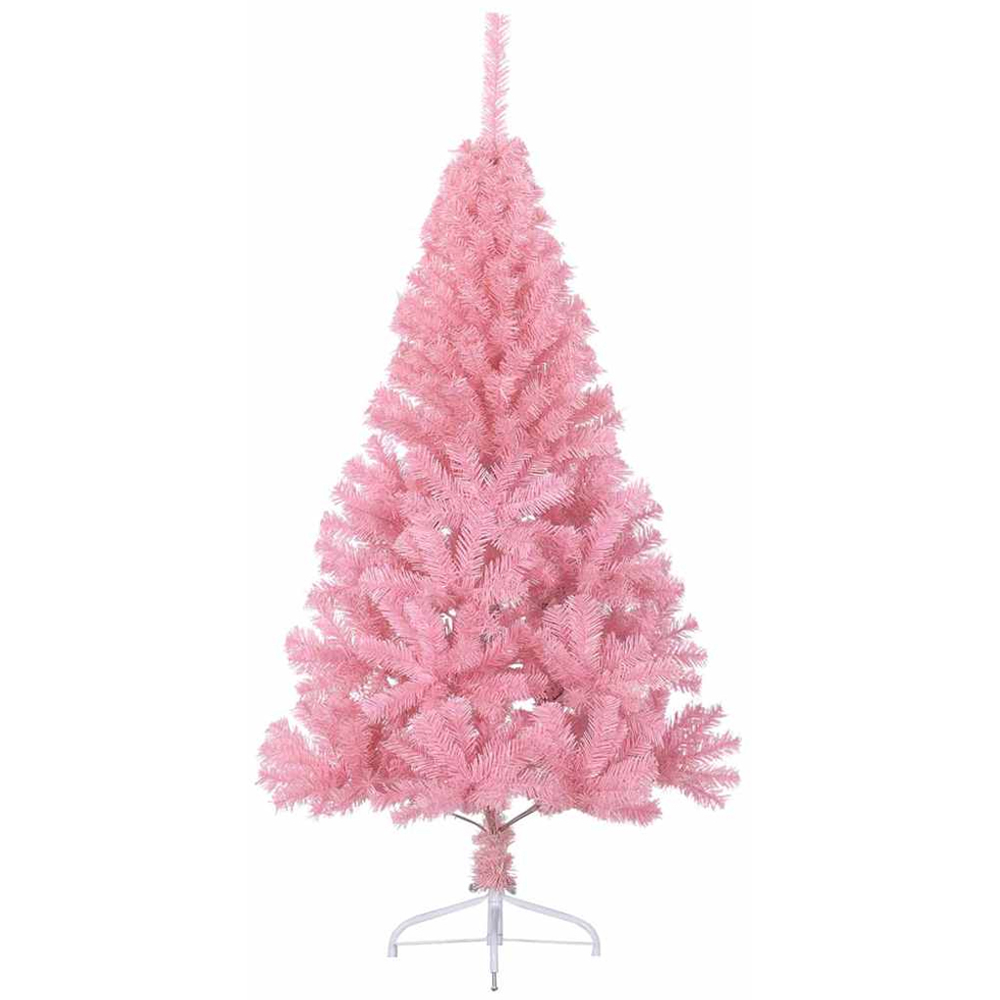 vidaXL Pre-Lit White Baubles Pink Artificial Christmas Tree 5ft Image 5