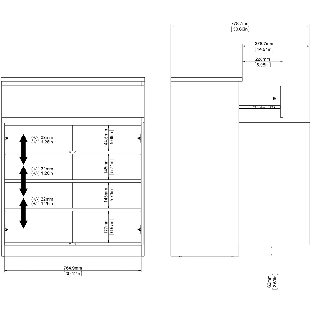 Florence 2 Door Single Drawer White High Gloss Sideboard Image 8