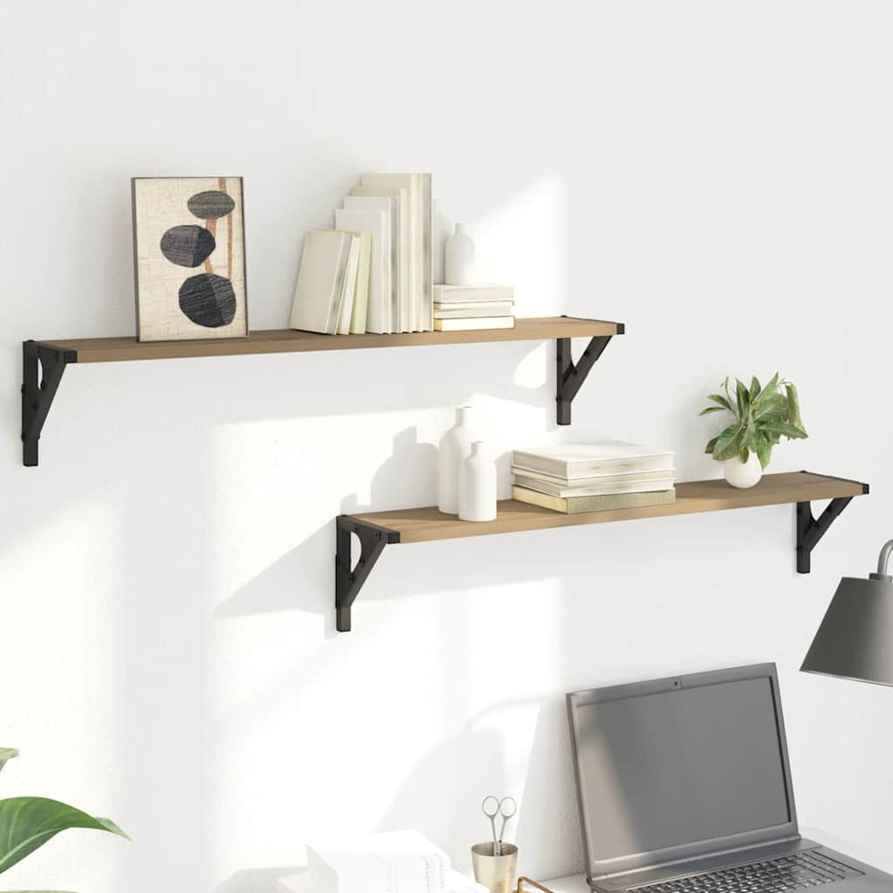 vidaXL 80 x 15cm Artisan Oak Wall Shelf Set of 2 Image 2