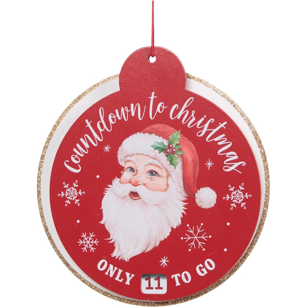 Santa Countdown To Christmas Hanging Decoration Red Image 1