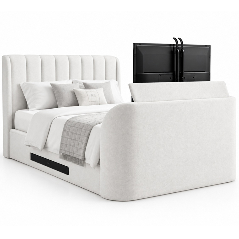 Webb Daniels Mayfair King Size Natural Fabric Ottoman Media TV Bed with 2.1 Soundbar Image 3
