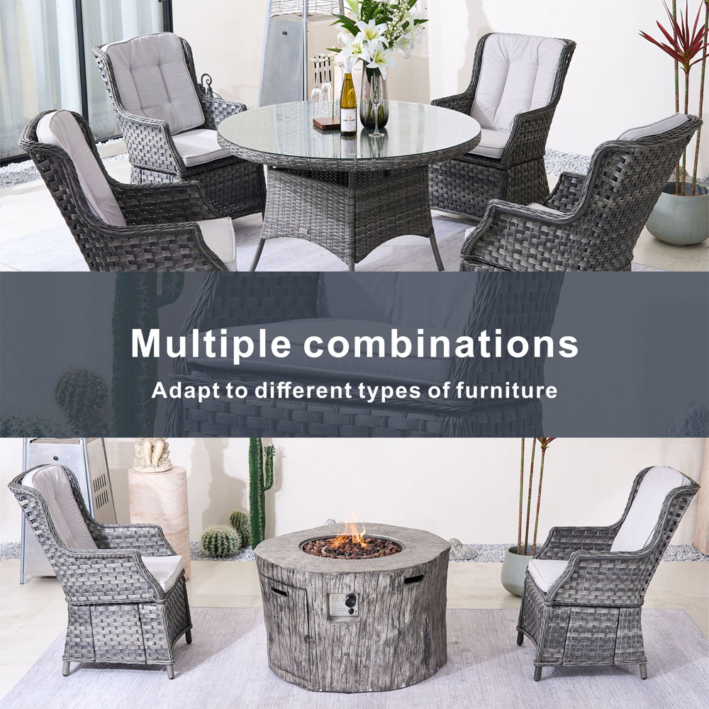 Direct Wicker Set of 2 Grey Double-Woven PE Rattan Aluminium Garden Chairs Image 8