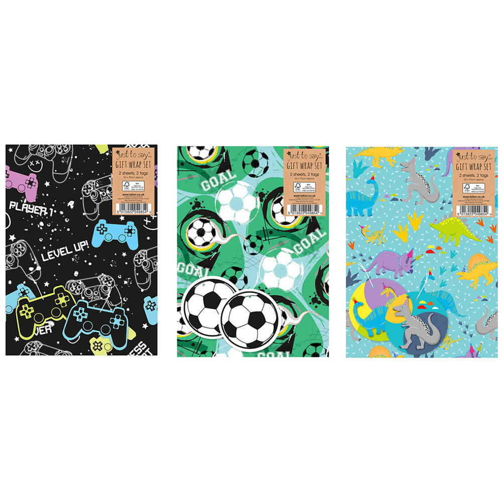 Single Just To Say Boys Gift Wrap Set in Assorted styles Image