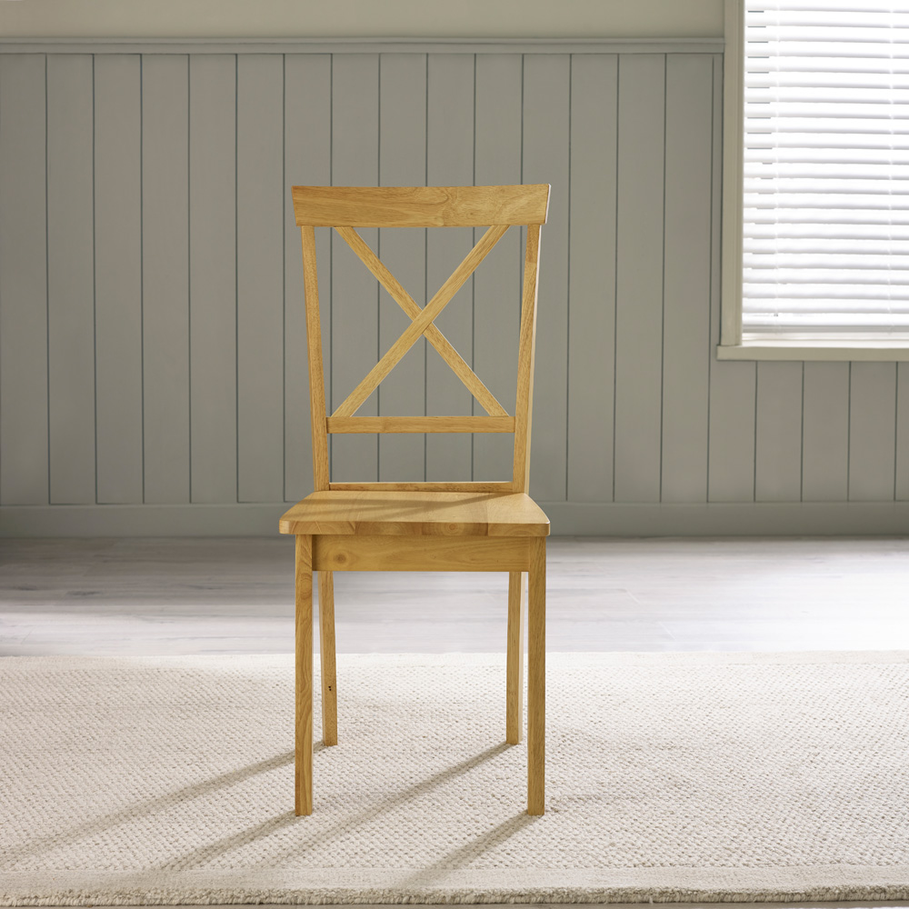 Furniturebox Marros Set of 2 Oak Effect Solid Wood Crossback Dining Chairs Image 4