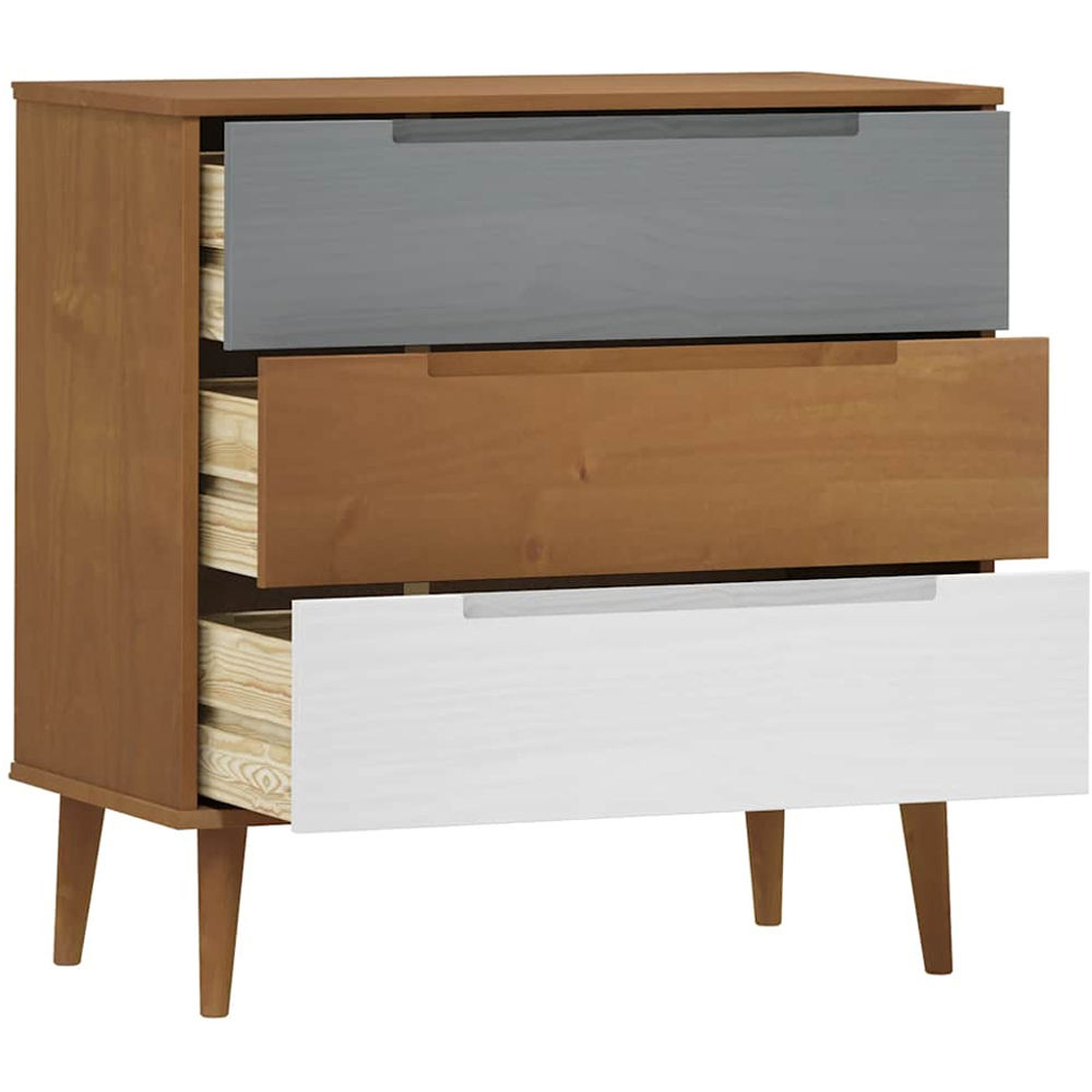 vidaXL 3 Drawer Brown Wooden Storage Cabinet Image 5