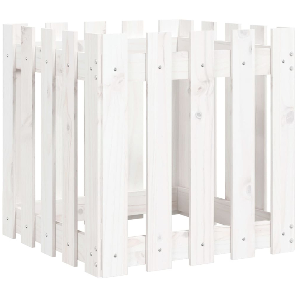 vidaXL White Pine Wood Garden Planter 50 x 50 x 50cm Image 1