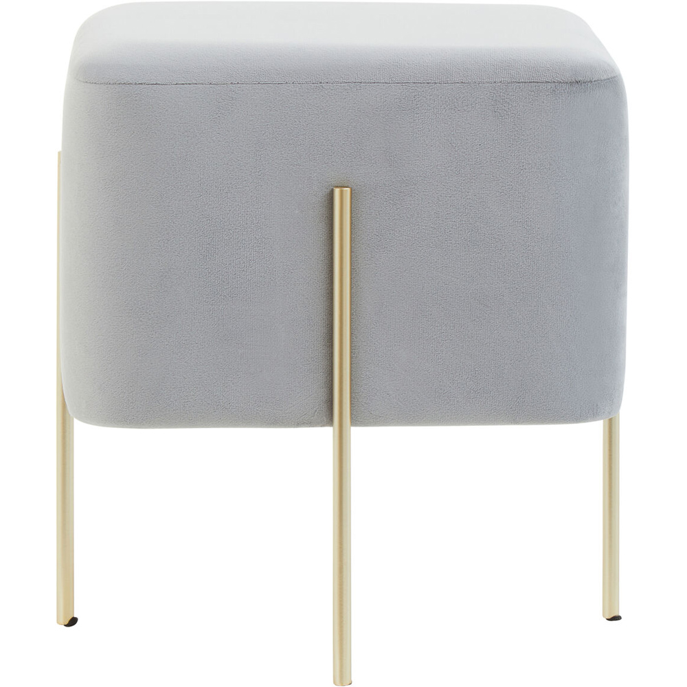 Premier Housewares Hayes Grey Velvet Square Stool Image 3
