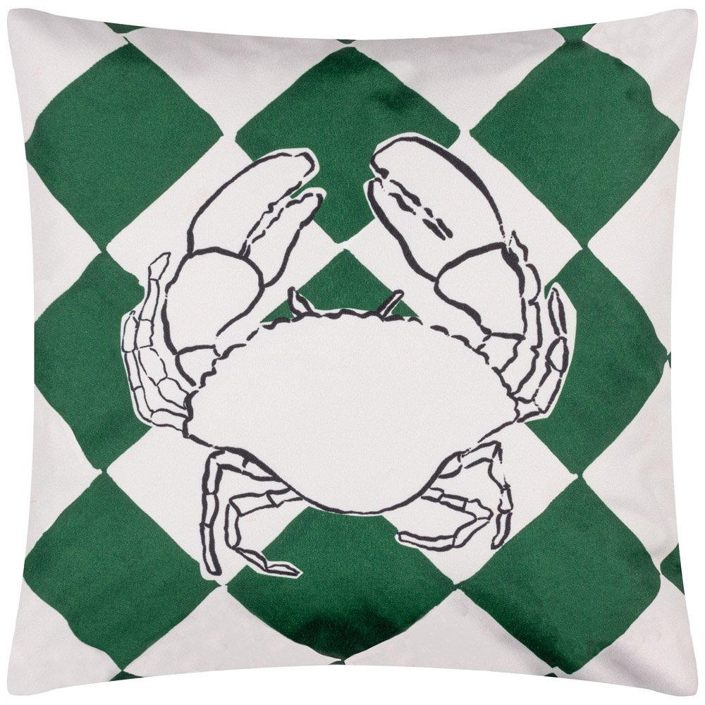 furn. Checkerboard Green UV and Water Resistant Outdoor Cushion Image 1
