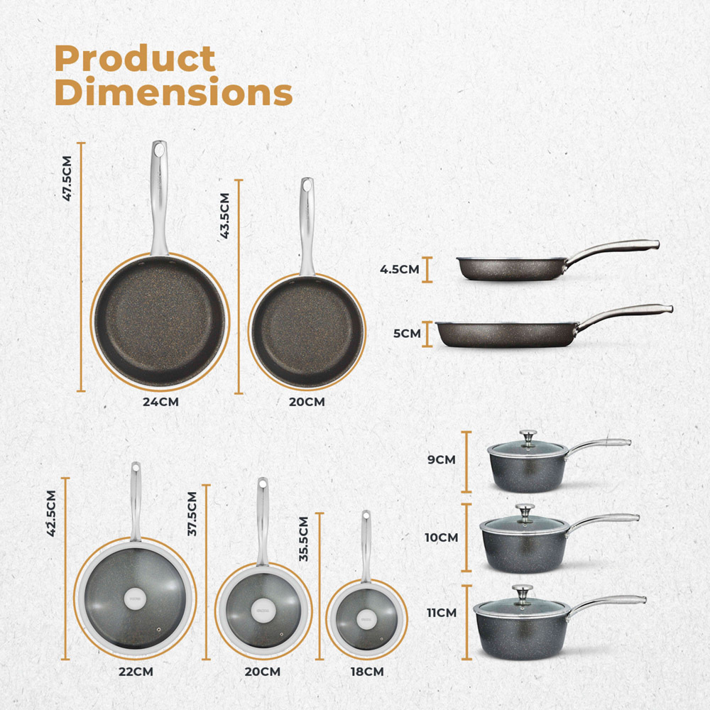Tower 5 Piece Cerastone Pro Non Stick Pan Set with Glass Lids Image 9