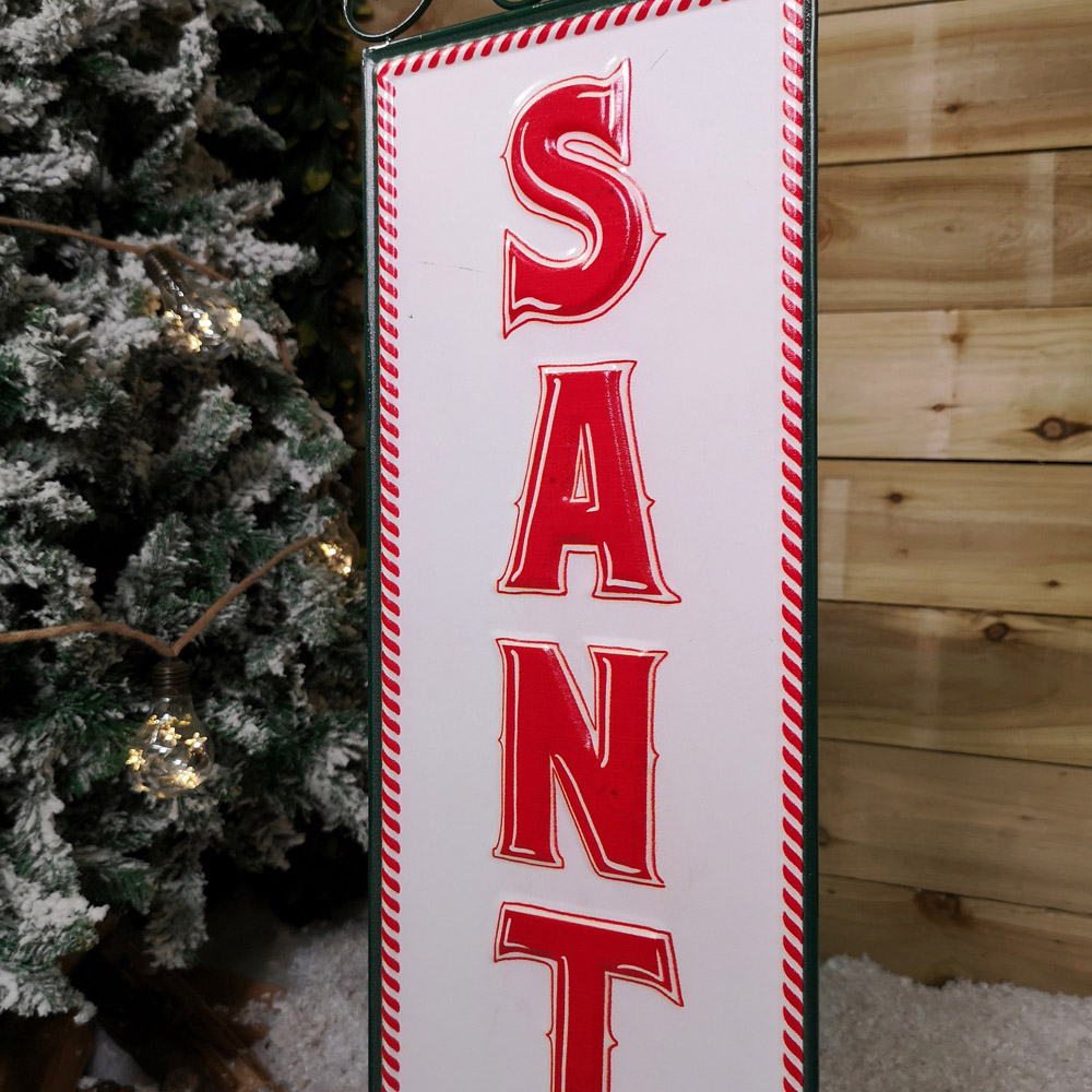Samuel Alexander Red and White Santa Stop Here Sign Christmas Decoration 86cm Image 5