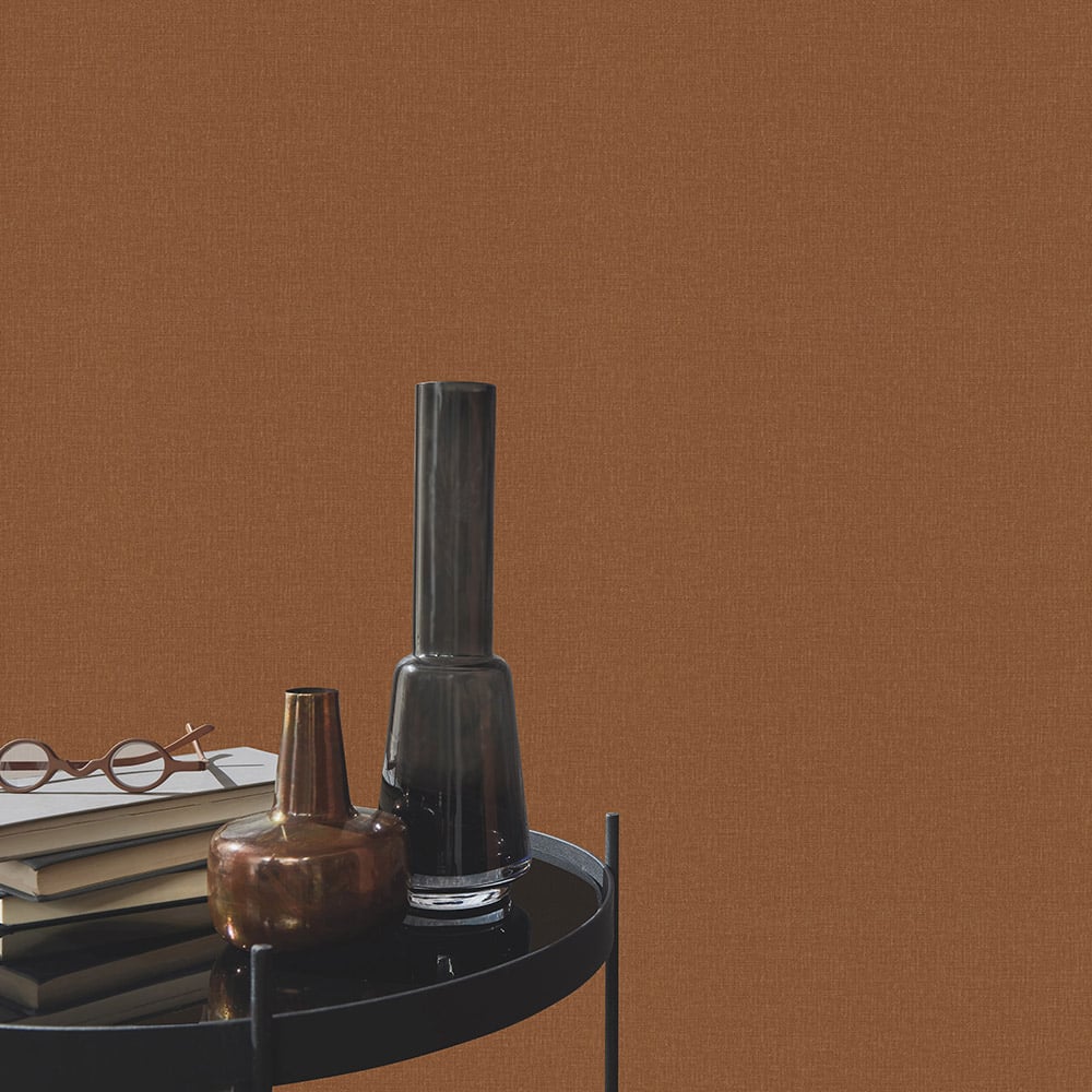 Elle Decoration Luxury Plain Brown Woven Vinyl Wallpaper by Erismann Image 4