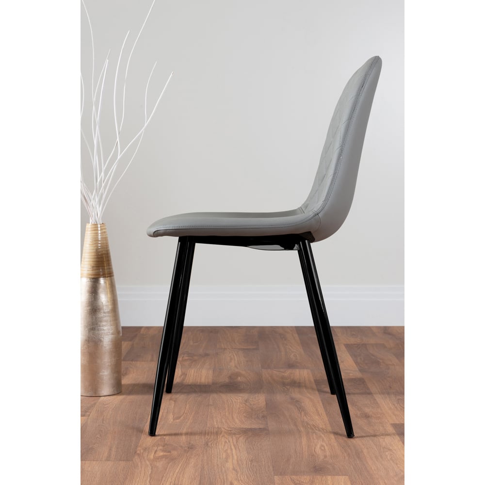 Furniturebox Solara Set of 2 Elephant Grey and Black Faux Leather Dining Chair Image 3