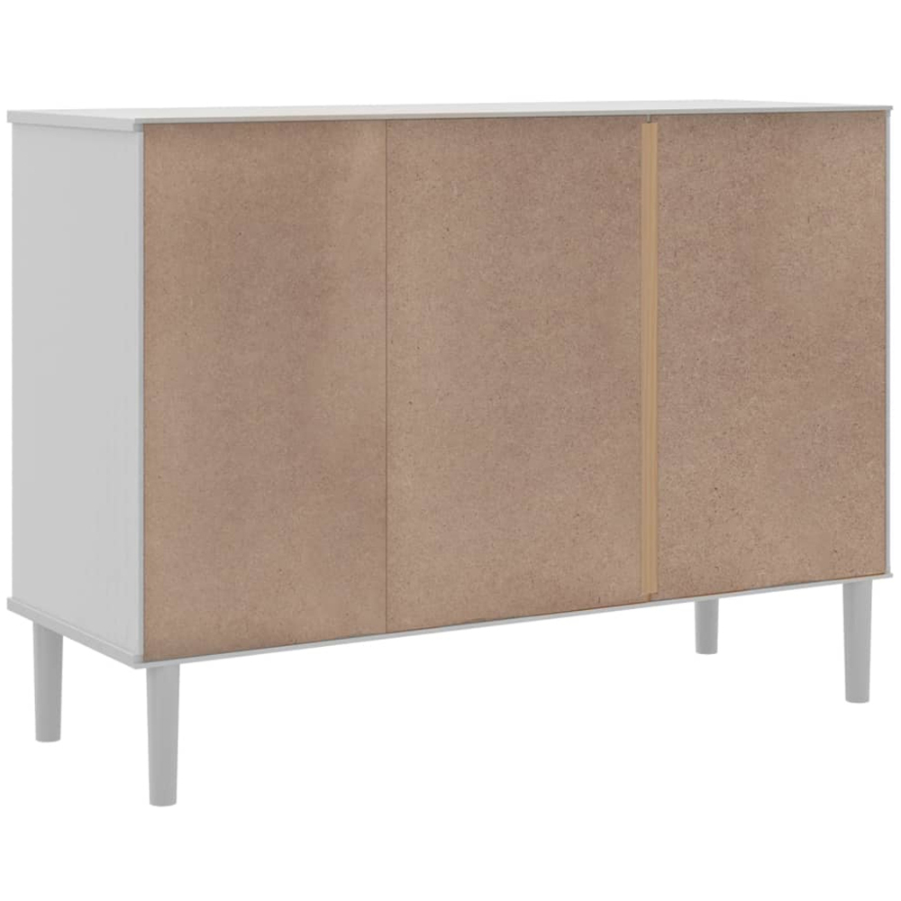 vidaXL Senja 2 Door 3 Shelf White Solid Pine Wood Rattan Look Sideboard Image 7