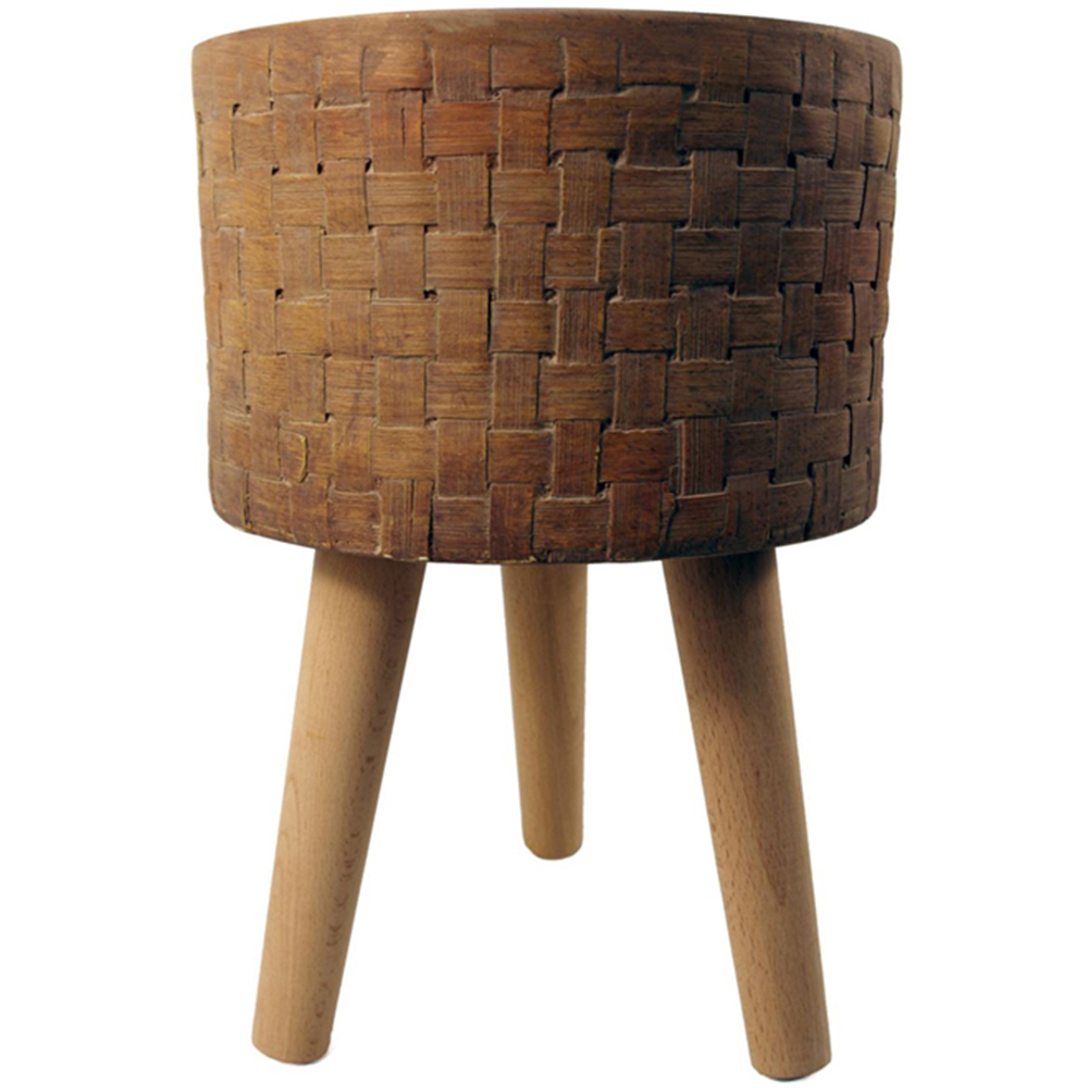 Leaf Woven Effect Composite Planter with Stand Image 1