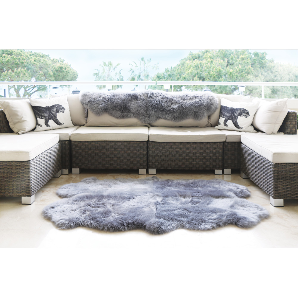 Origins Genuine Sheepskin Grey Quad New Zealand Wool Rug 160 x 105cm Image 2