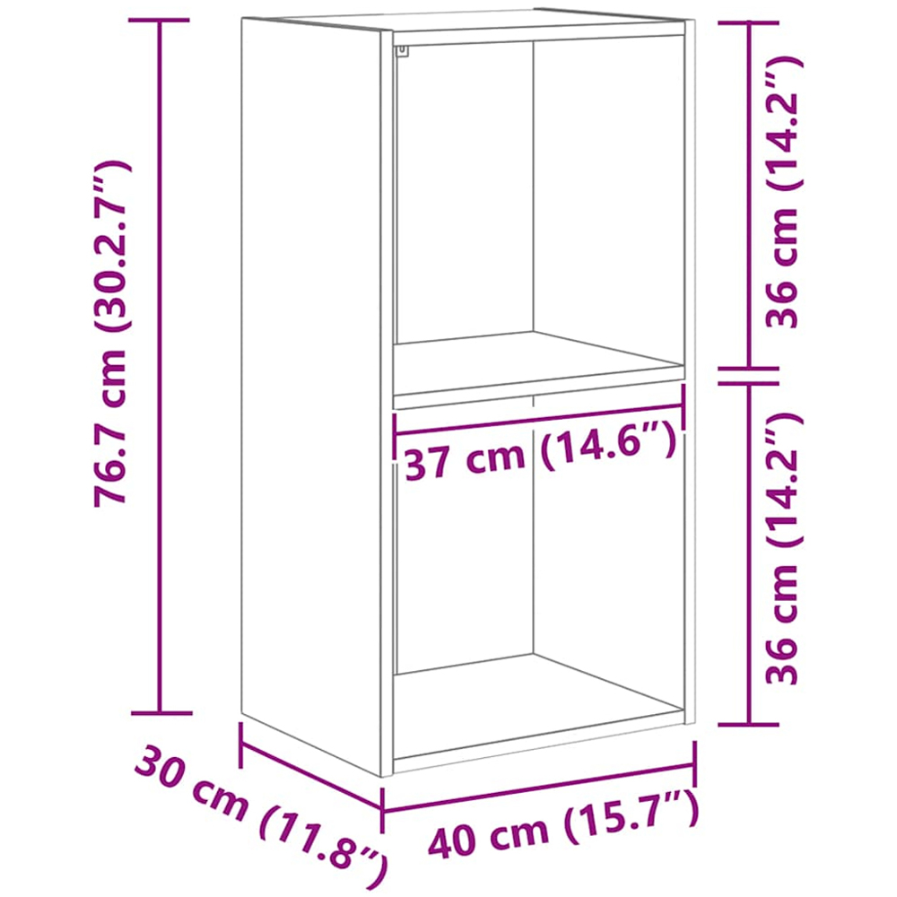 vidaXL 2 Shelf Smoked Oak Bookcase Image 9