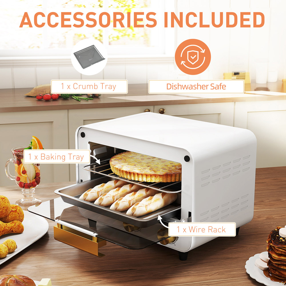 HOMCOM 800-201V70WT White 12L Mini Toaster Oven 750W Image 6