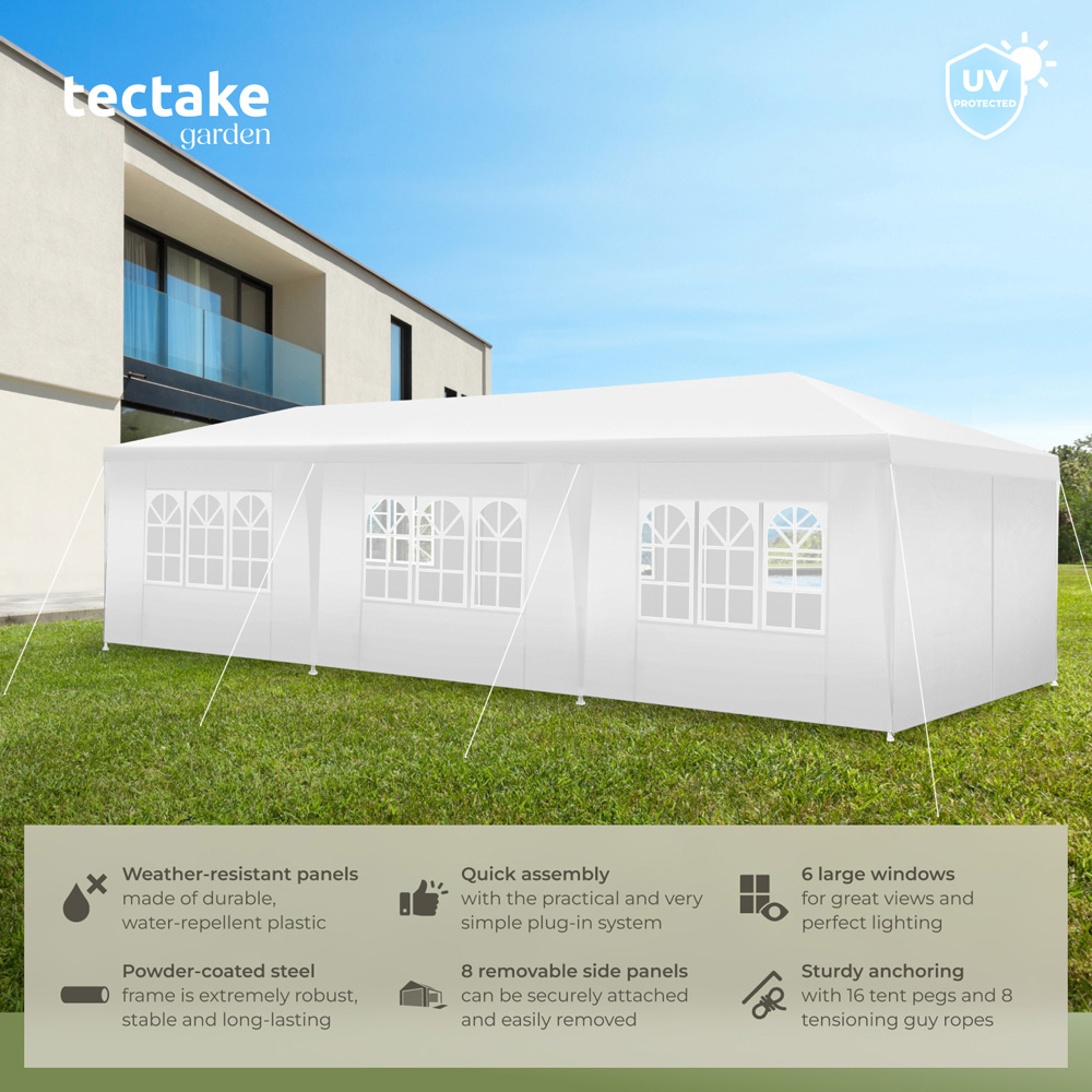 tectake Miramas 9 x 3m White 8 Side Panel Water-Resistant Gazebo Image 6