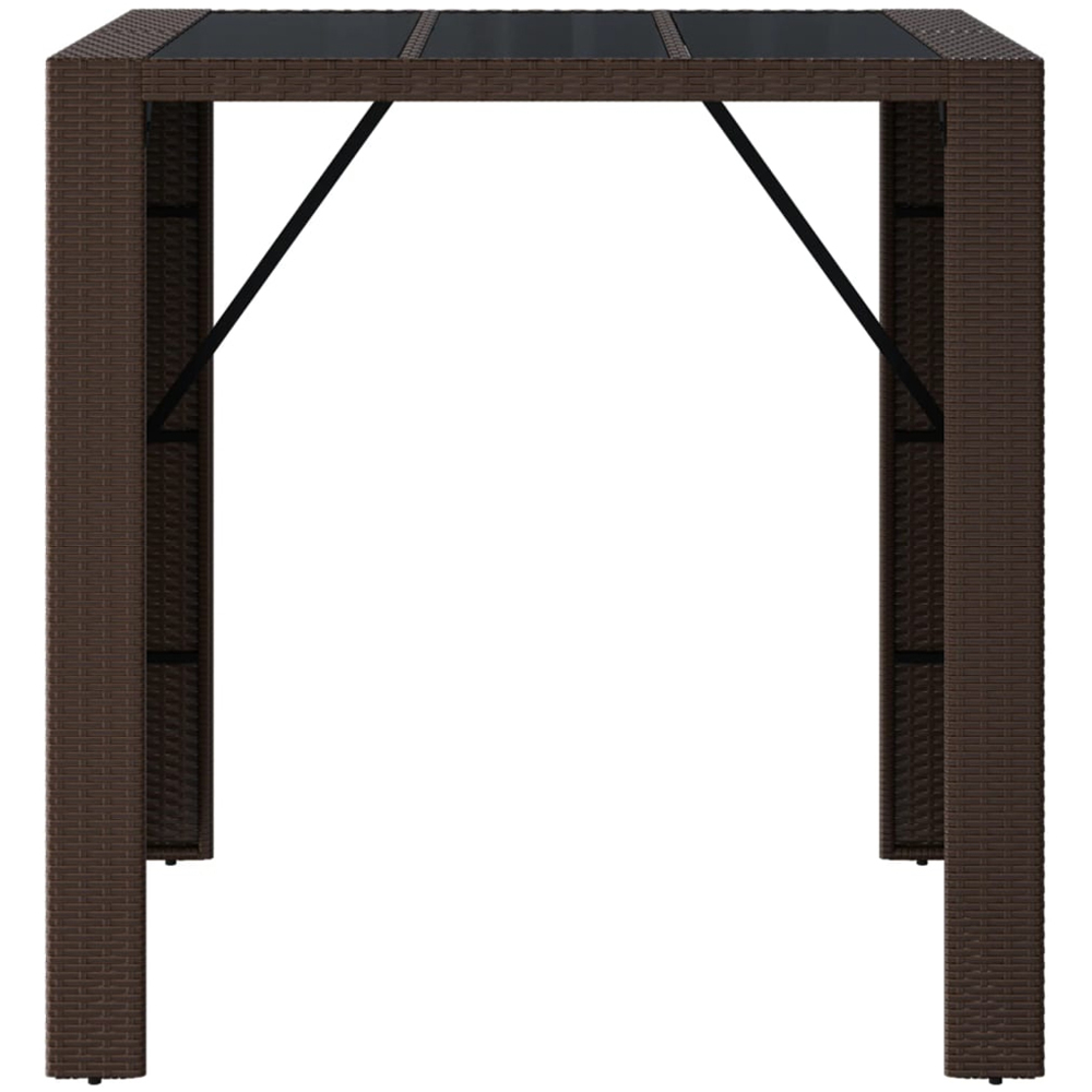 vidaXL Brown and Black Polyrattan Glass Top Bar Table 110 x 80 x 105cm Image 3