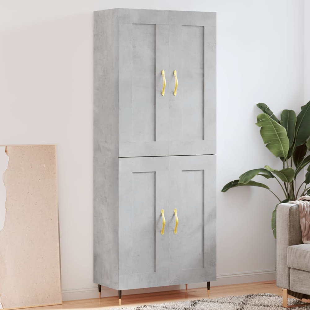 vidaXL 4 Door Concrete Grey Highboard Image 1