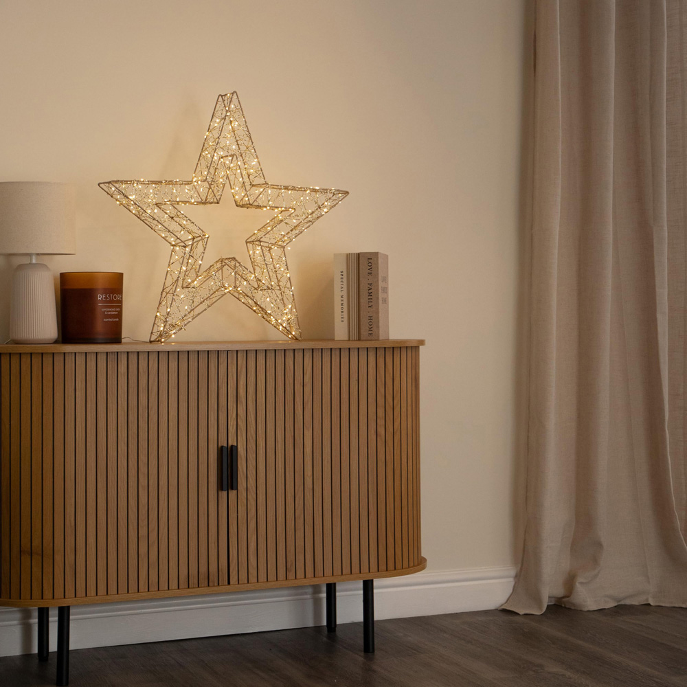 Samuel Alexander 300 Warm White LED Gold Star Christmas Decoration with Timer 70cm Image 2