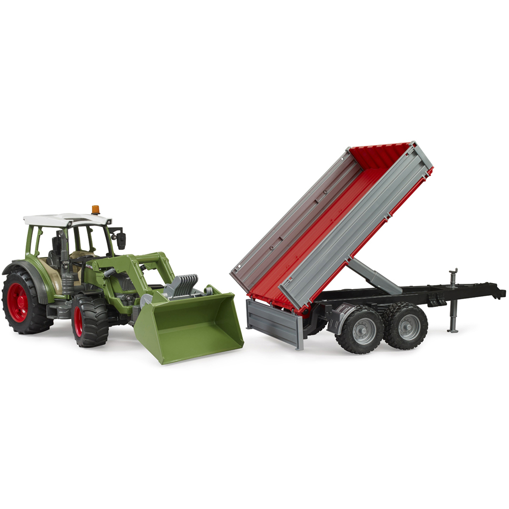 Bruder Kids Fendt Vario 211 Tractor Playset Model with Frontloader and Tipping Trailer Image 5