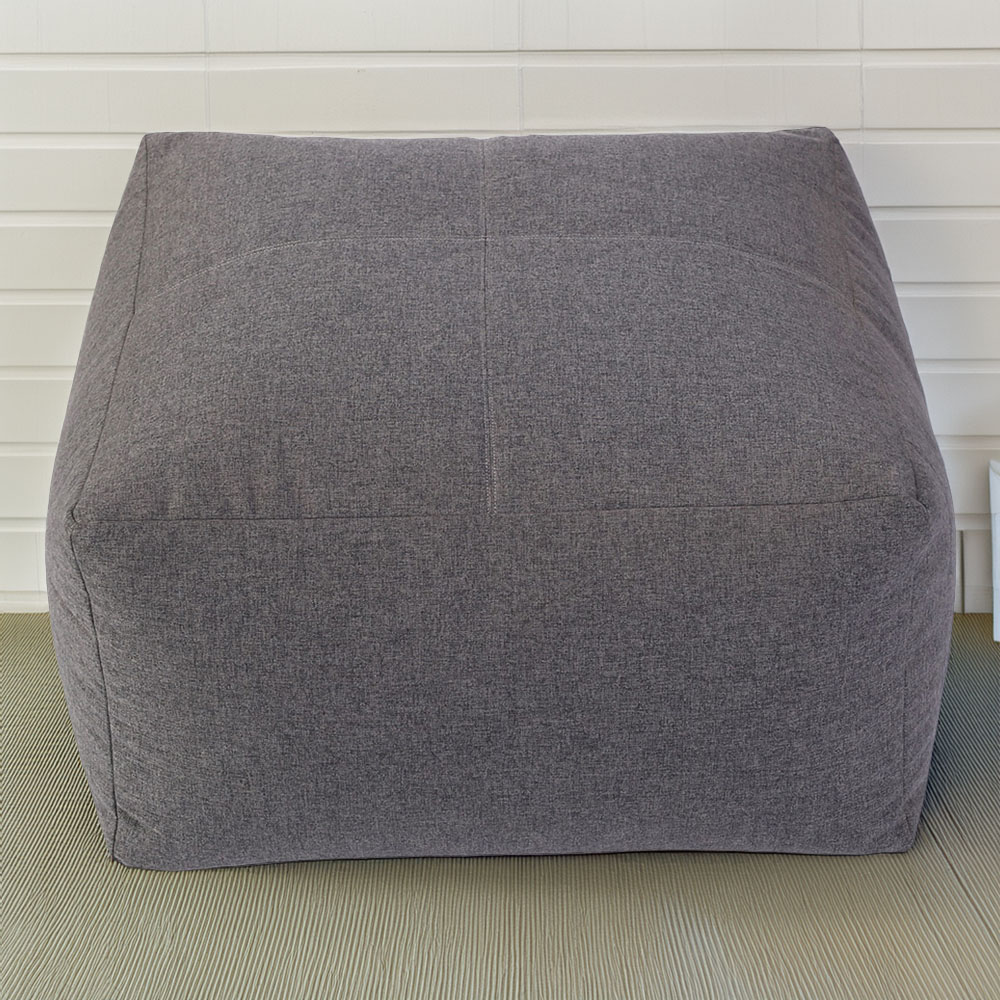 Kaikoo Grey Brushed Fabric Square Slab Bean Bag with Top Quilting Image 1