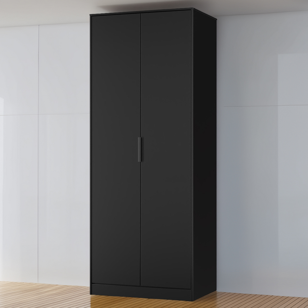 Crowndale Hong Kong 2 Door Matt Black Tall Wardrobe Ready Assembled Image 1