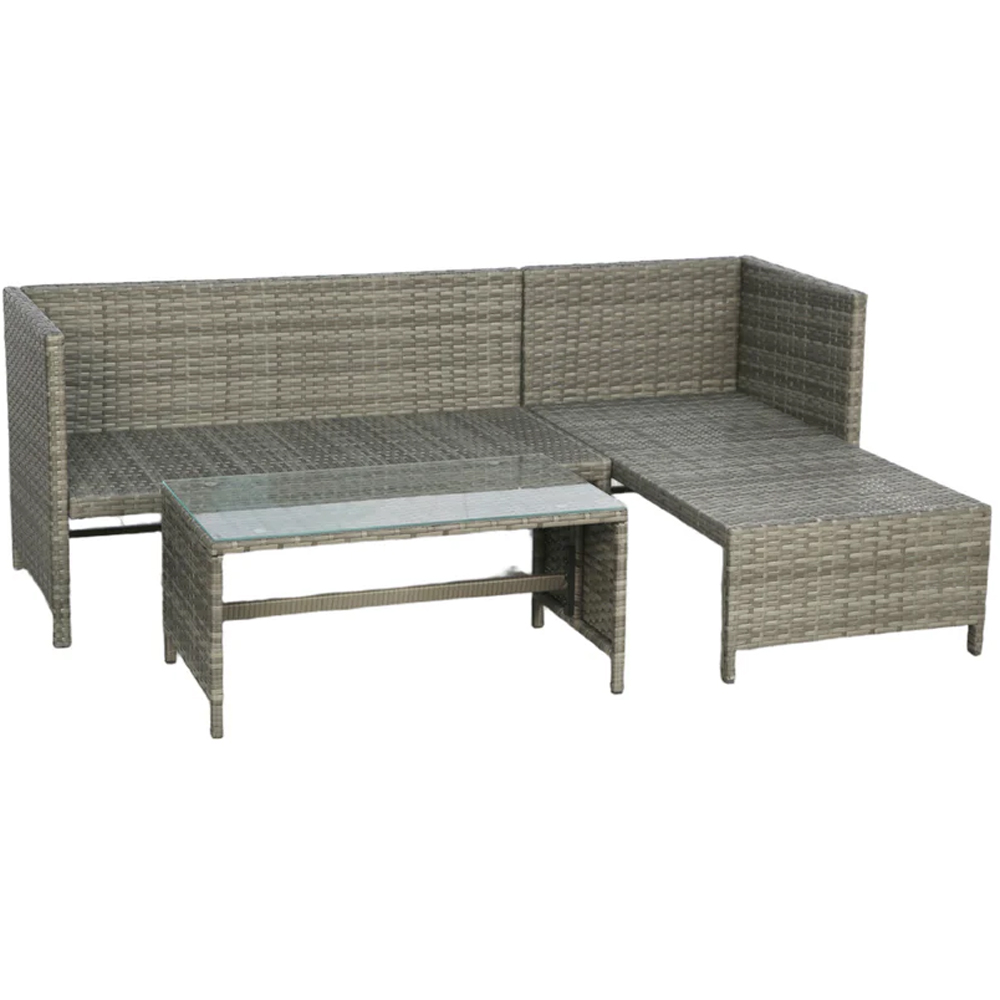 HGD Bude 4 Seater Rattan Grey Corner Garden Sofa Set with Coffee Table Image 3