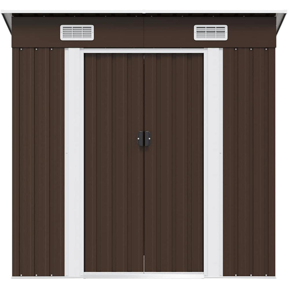 vidaXL 6.4 x 4ft Brown Galvanised Steel Pent Garden Shed Image 3