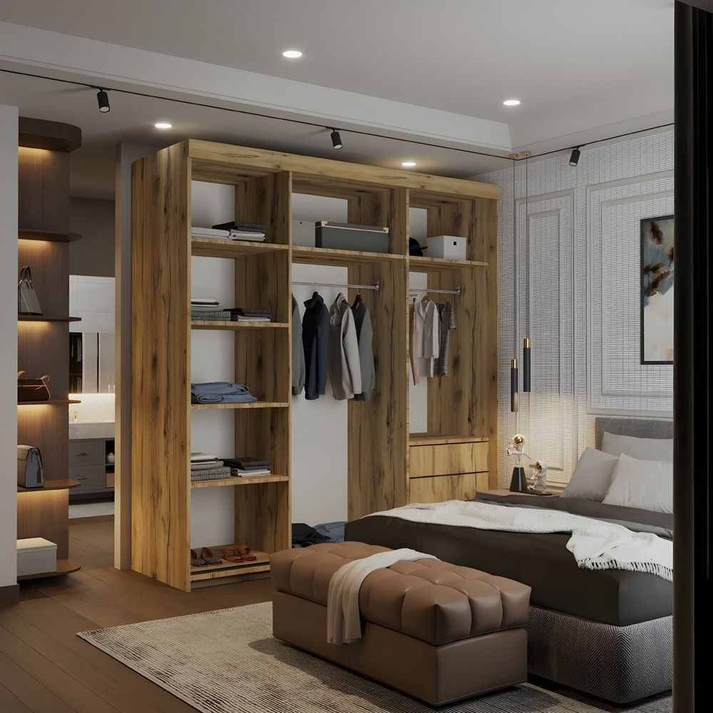 Sliding Wardrobes 4U 2 Sliding Door Oak Modern Silver Trim Mirrored Wardrobe 200cm Image 4