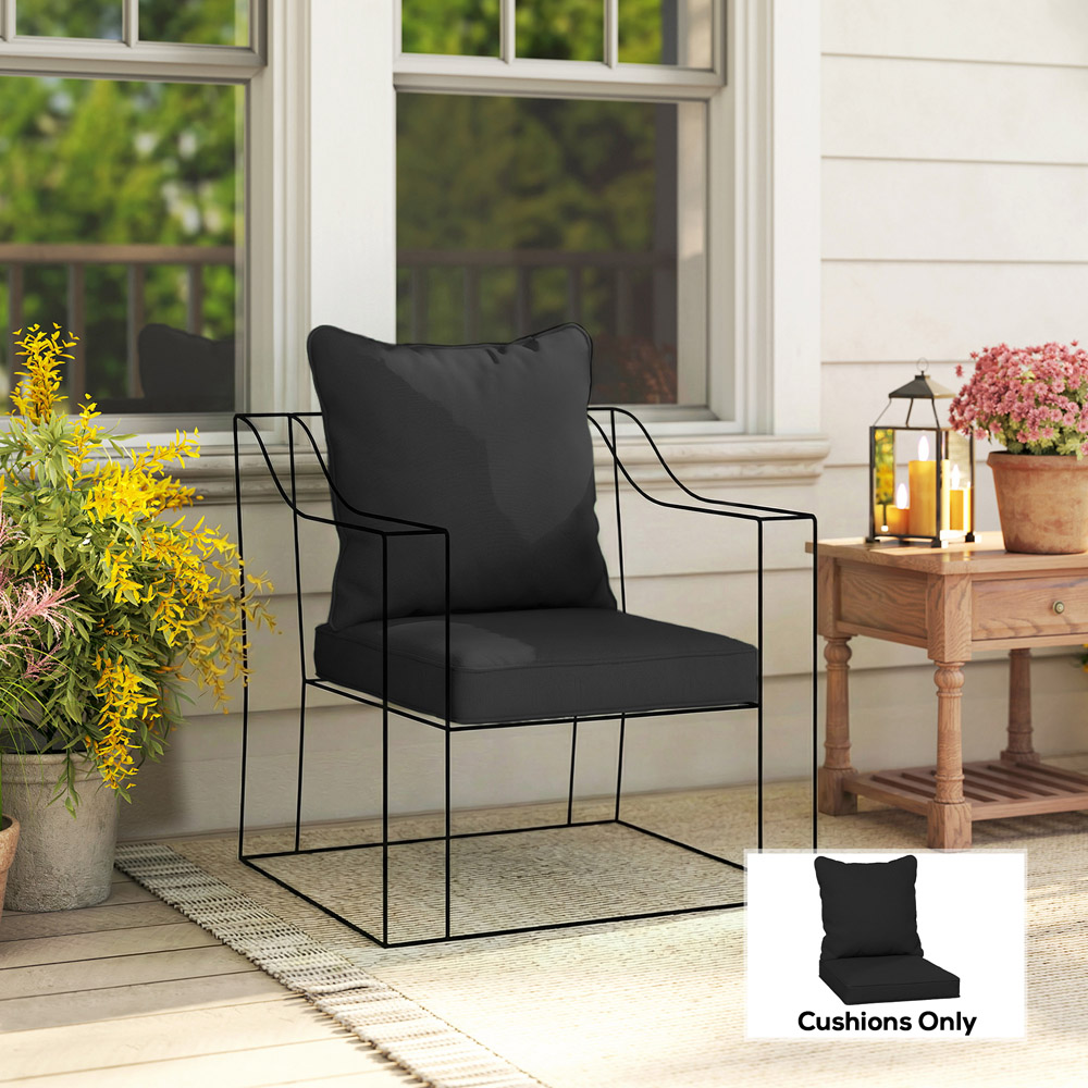 Outsunny Black Seat and Back Pad Garden Chair Cushion Set 62cm Image 2