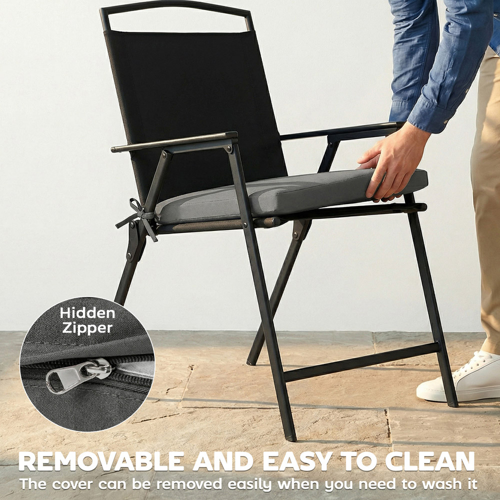 Outsunny Dark Grey Seat Cushion with Machine Washable Cover 46 x 42cm 6 Pack Image 7