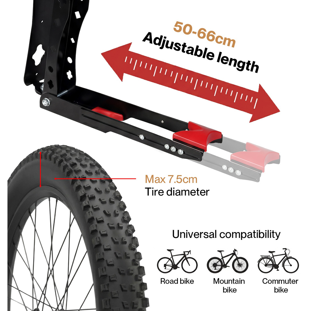 Monvelo Black Carbon Steel Foldable Adjustable Wall Mounted Swivel Bike Rack Image 6