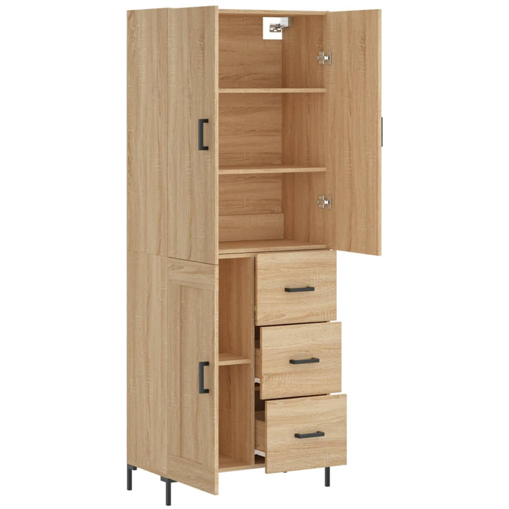 vidaXL 3 Door 3 Drawer 5 Shelf Sonoma Oak Highboard with Metal Legs Image 4