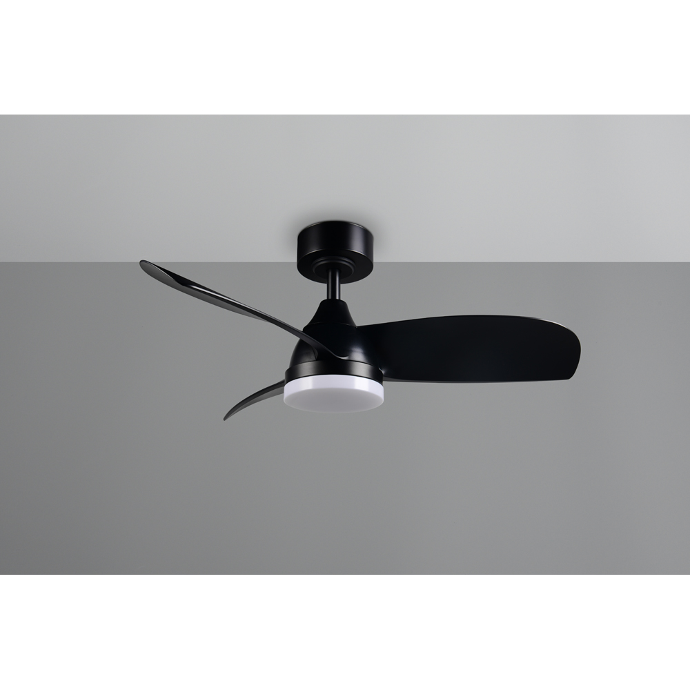 TRIO Helsinki Matt Black Ceiling Fan with Integrated LED Light Image 6
