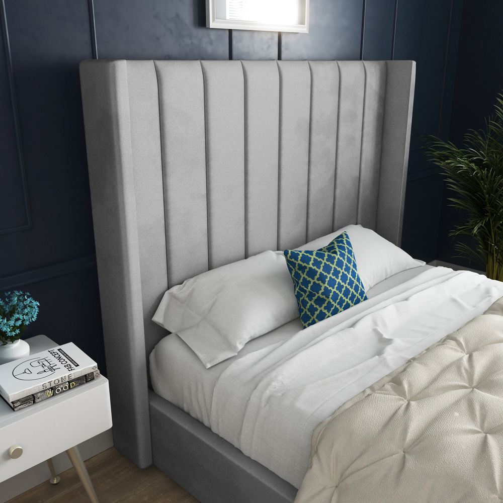 DS Living Oxford Single Grey Soft Plush Velvet Bed Frame Image 2