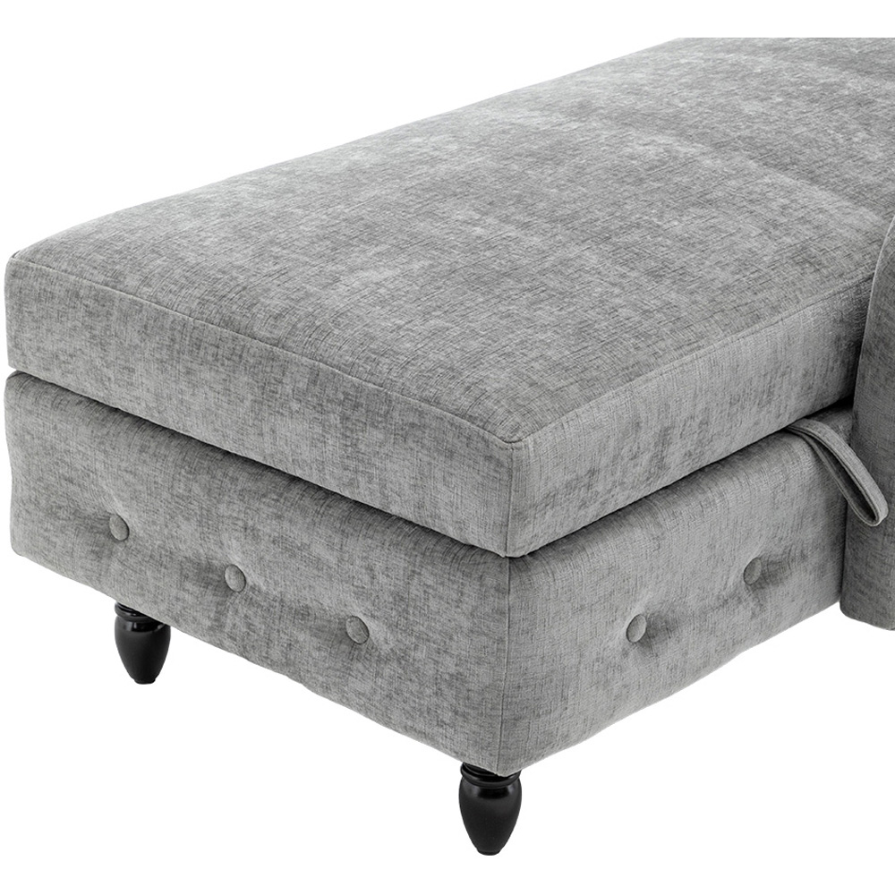 Living and Home Grey Left Hand Chenille Chaise Lounge with Storage Image 6