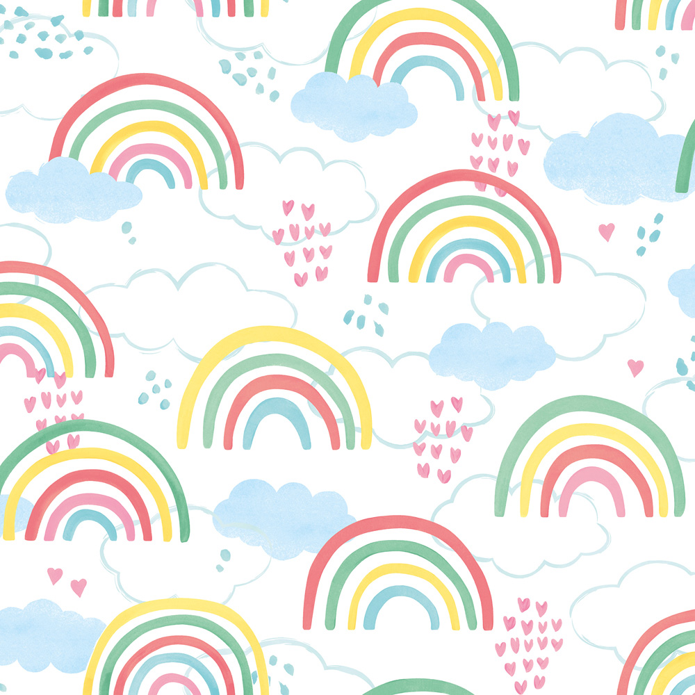 Hoopla Walls Peekaboo Rainbow Love Fruit Salad Wallpaper Image 1