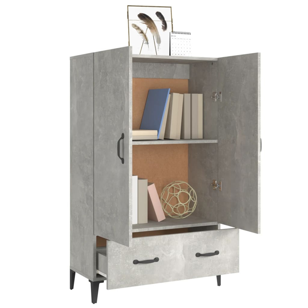 vidaXL 2 Door Single Drawer Concrete Grey Highboard Image 4